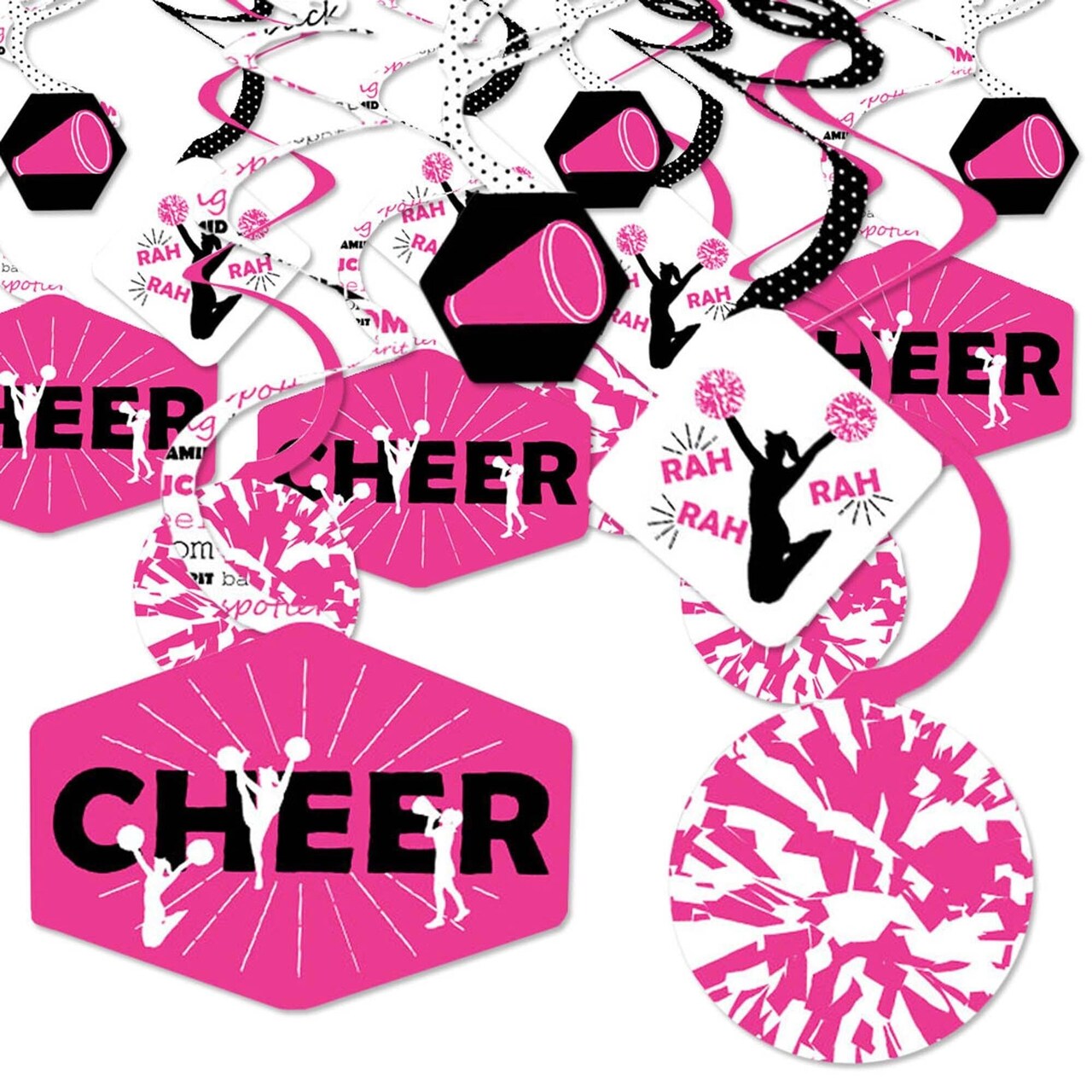 Big Dot of Happiness We've Got Spirit - Cheerleading - Birthday Party or Cheerleader Party Hanging Decor - Party Decoration Swirls - Set of 40